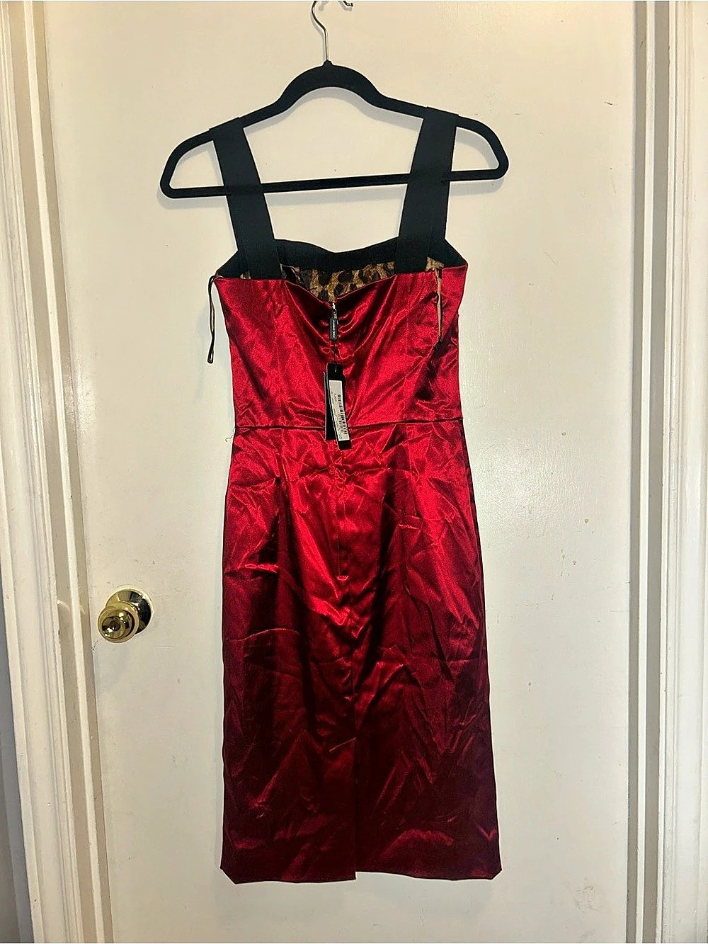 Dolce & Gabbana Leopard Print Midi Dress Red US 2 NWT - Picture 2 of 6